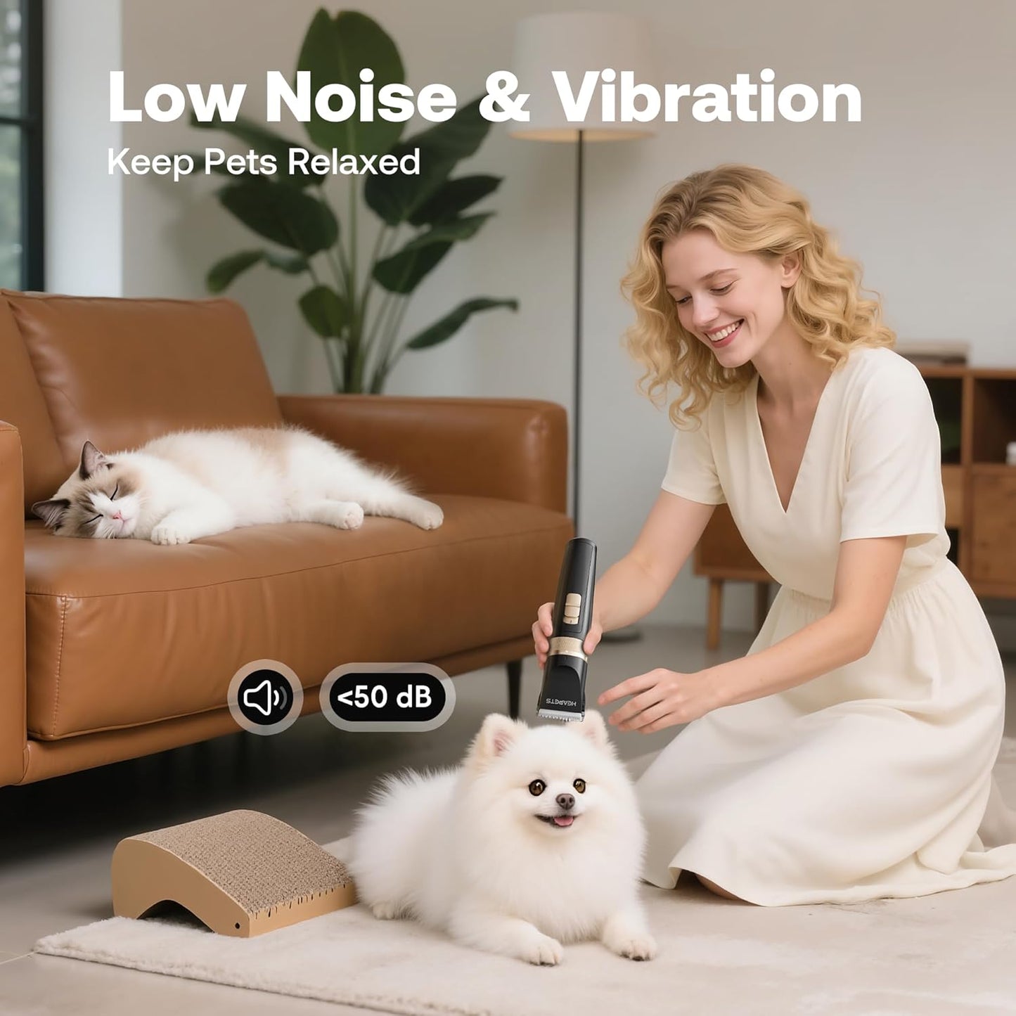 Dog Hair Clippers for Grooming Kit and Dog Paw Trimmer Nail Grinder for Grooming, Low Noise Rechargeable Cordless, Shaver Grooming Supplies for Pet Cats Dogs (Black, White)