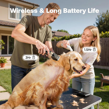 Dog Hair Clippers for Grooming Kit and Dog Paw Trimmer Nail Grinder for Grooming, Low Noise Rechargeable Cordless, Shaver Grooming Supplies for Pet Cats Dogs (Black, White)